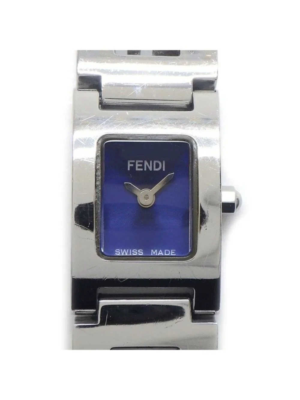 Fendi Watch Stella L Rectangular Blue Dial Logo Bracelet SS Quartz Analog